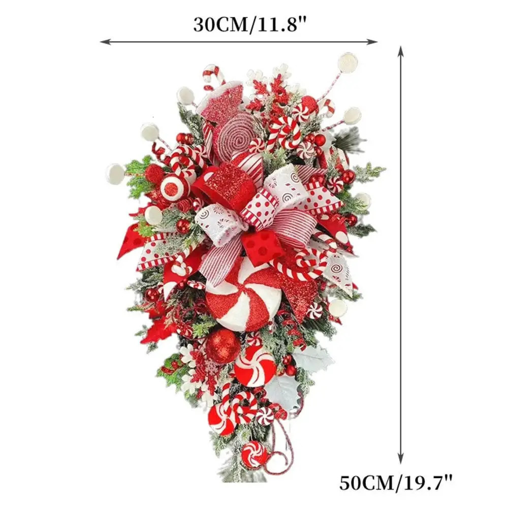Christmas Decorations Candy Cane Christmas Wreath Garland Decoration Front Door Window Wall Home Decoration Christmas Guirnalda Navidad 2024 231101