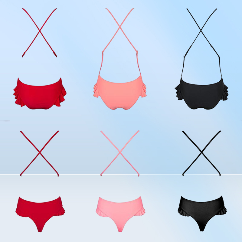 Deep V plus size swimwear women bathers Ruffle sexy bikinis mujer one piece swimsuit Push up bathing suit thong monokini XL29