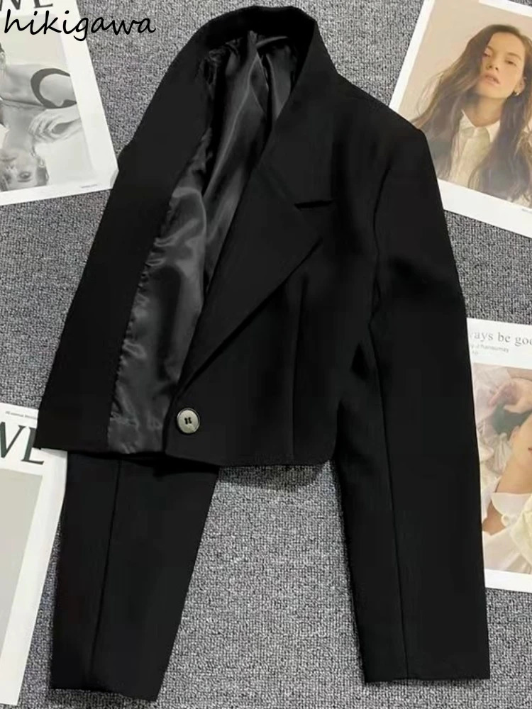 Women's Jackets Elegant Black Blazers Fashion Crop Tops 2023 Jacket Clothes Casual Blazer Mujer Vestes Femme Loose Long Sleeve Coat 231031