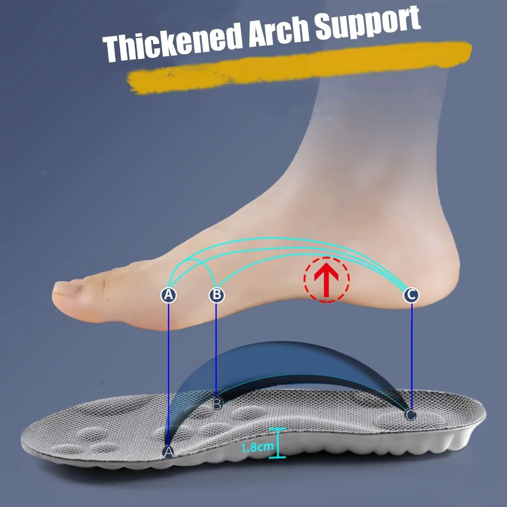 Shoe Parts Accessories 4D Massage Shoes Insoles Soft High Elastic Sports Insole for Men Foot Arch Support Orthopedic Inserts Running 231031