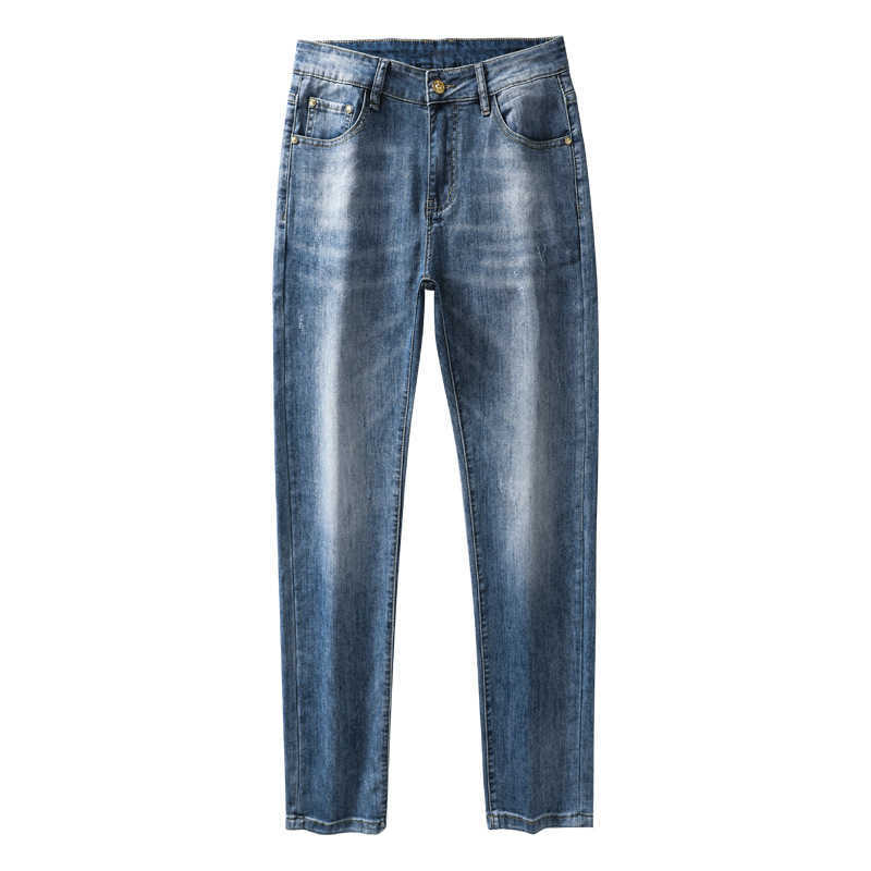 Jeans 2022 Men's Fashion Brand Printed Slim Fit Small Feet Casual Stretch Pants