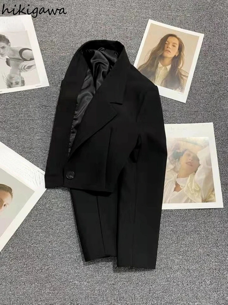 Women's Jackets Elegant Black Blazers Fashion Crop Tops 2023 Jacket Clothes Casual Blazer Mujer Vestes Femme Loose Long Sleeve Coat 231031