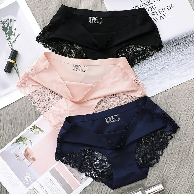 Women's Panties 5PcsSet Sexy Seamless Underwear Lace Brief Girls Ladies Underpant Transparent Pantys Plus Size Shorts Lingerie 231031