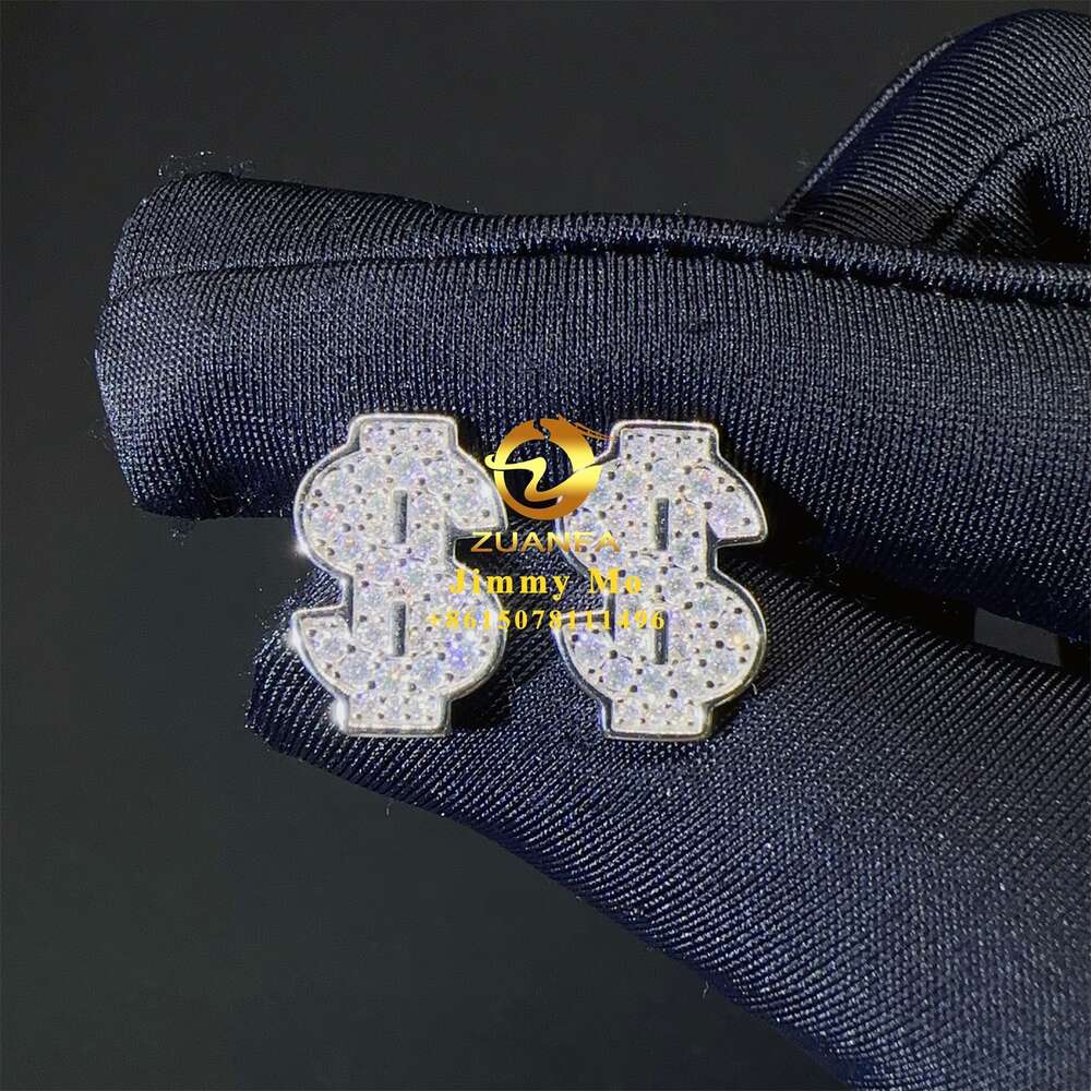 Best Selling Wholesale Price 925 Silver Iced Out Vvs Moissanite Diamond Us Dollars Men Stud