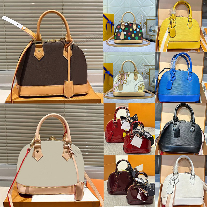 Tote bag classic ALMA BB shell bag women black red patent leather clutch handbag luxury designer bag grey blue shoulder cross body packages bags