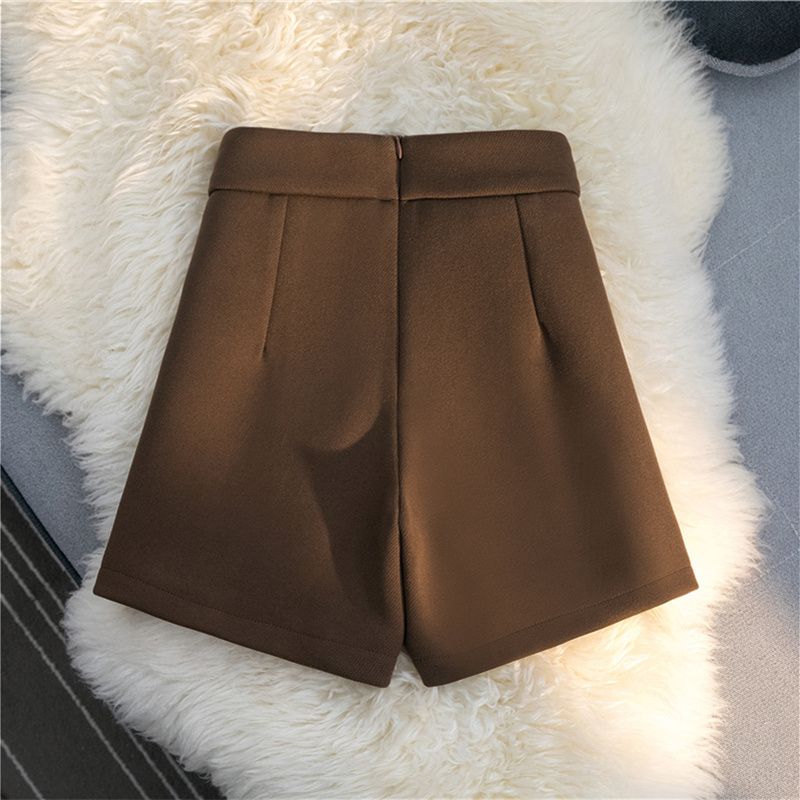 Women's high waist letter logo patched woolen shorts boot cut pants SMLXLXXL XJ260206