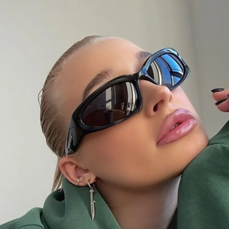 Sunglasses Frames Fashion Wrap Around Cyber Y2K Women Silver Oval Shades Sports Cycling Sun Glasses Aesthetic Eyewear for Men Outdoor 231101