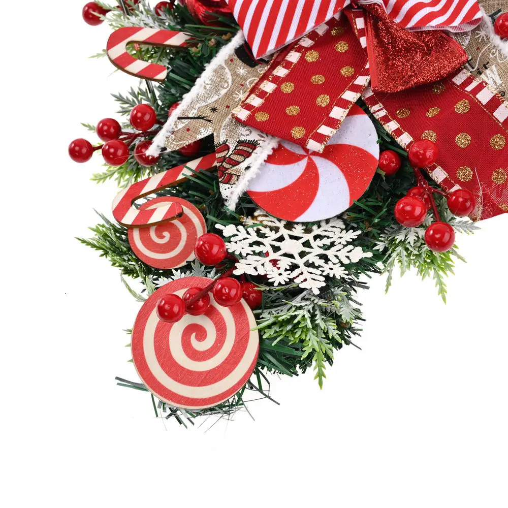 Christmas Decorations Candy Cane Christmas Wreath Garland Decoration Front Door Window Wall Home Decoration Christmas Guirnalda Navidad 2024 231101