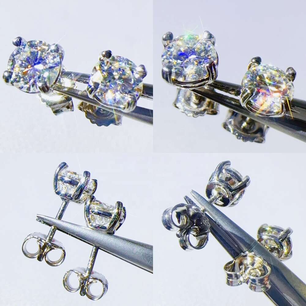 Hip Hop 6.5mm Moissanite Round Iced Out Vvs Diamond Stud for Men