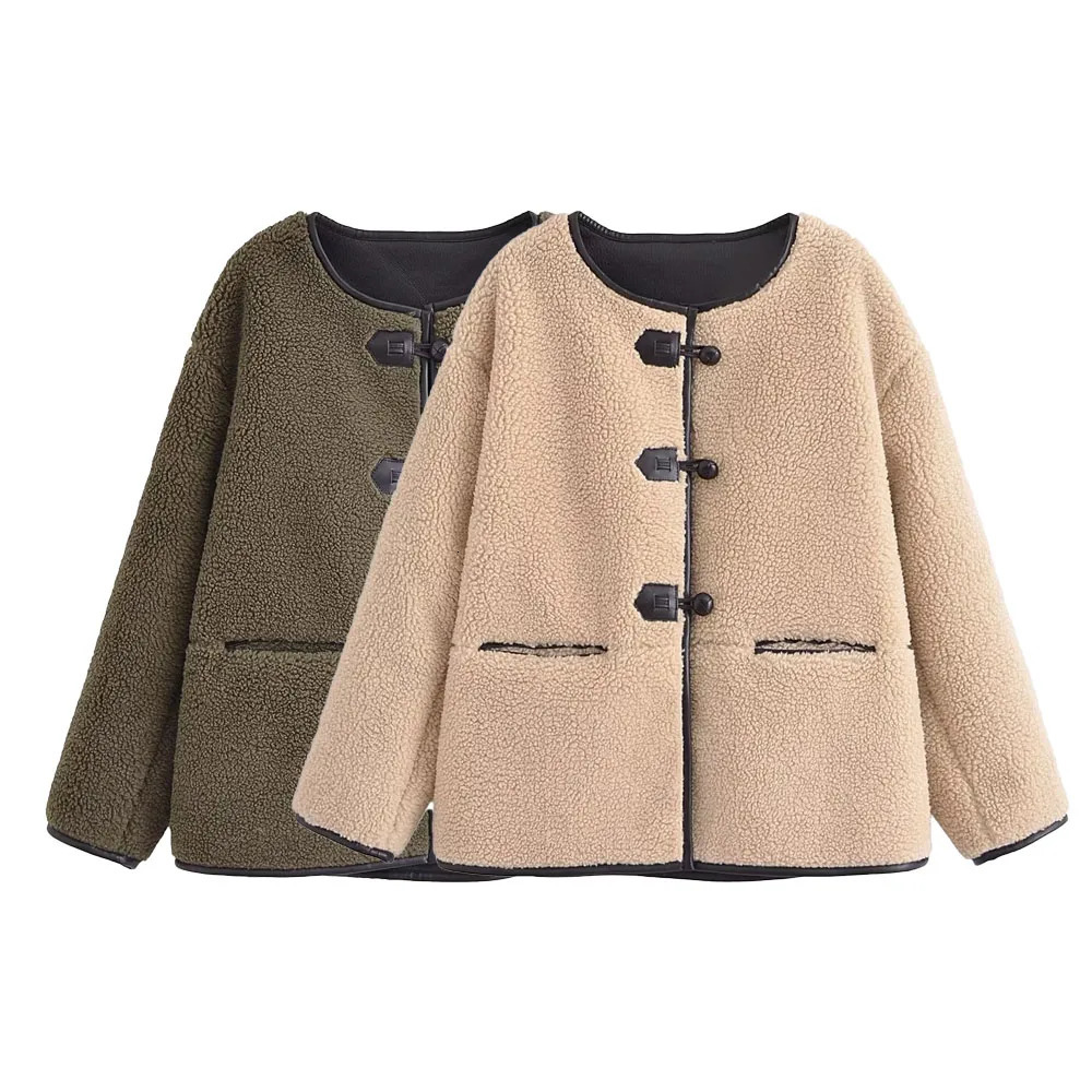 Women's Jackets UNIZERA 2023 AutumnWinter Product Fashion Casual Versatile Loose Round Neck Lamb Wool Jacket Coat 231031