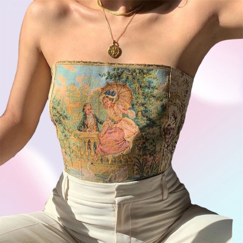 Summer Women039s Sexy OffShoulder Tube Tanks 2022 New Strapless Backless Printing Tank Vests Tops Women Party Club Wear8481995