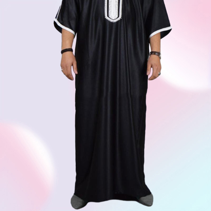 Ethnic Clothing Muslim Man Kaftan Moroccan Men Jalabiya Dubai Jubba Thobe Cotton Long Shirt Casual Youth Black Robe Arab Clothes Ps Size5025503