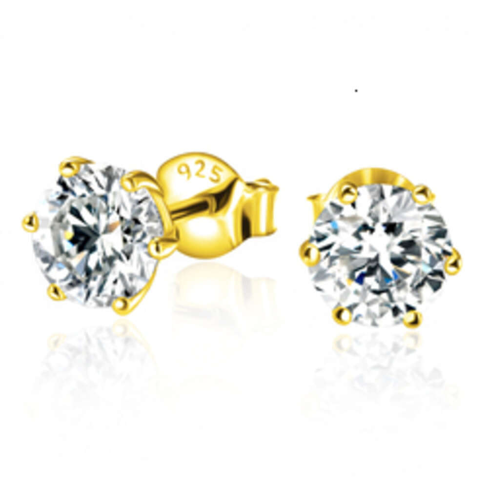 2023 Trendy 6 Prong Moissanite Stud 925 Sterling Silver Vvs Lab Diamond Ear Rings for Men