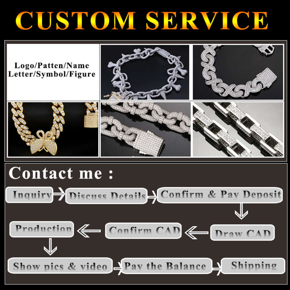 fashion bracelet pass dia hip hop jewelry vvs stone Shiny 2row womens 14mm sterling sier necklace moissanite cuban chain link