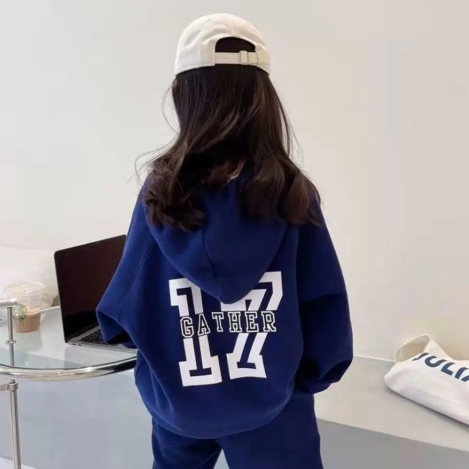 Clothing Sets Spring Autumn Unisex Casual Boys And Gilrs Hooded TopPant 2Pcs Streetwear Tracksuit 414Y Toddler To Teenage Kids Clothes 231102