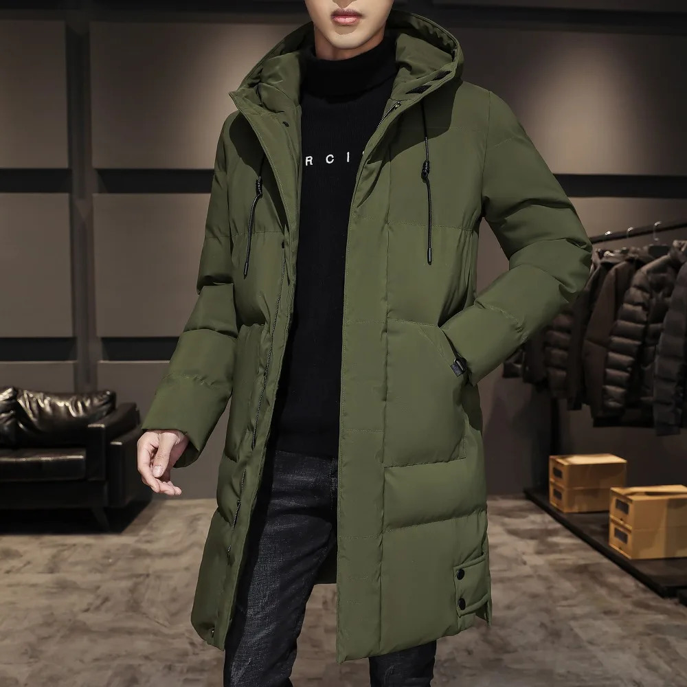 Men's Down Parkas Mid Long Puffer Jacket Men Autumn Winter Parka Jackets With Hood Cotton Pdded Warm Overcoats Streetwear Slim Fit 231102