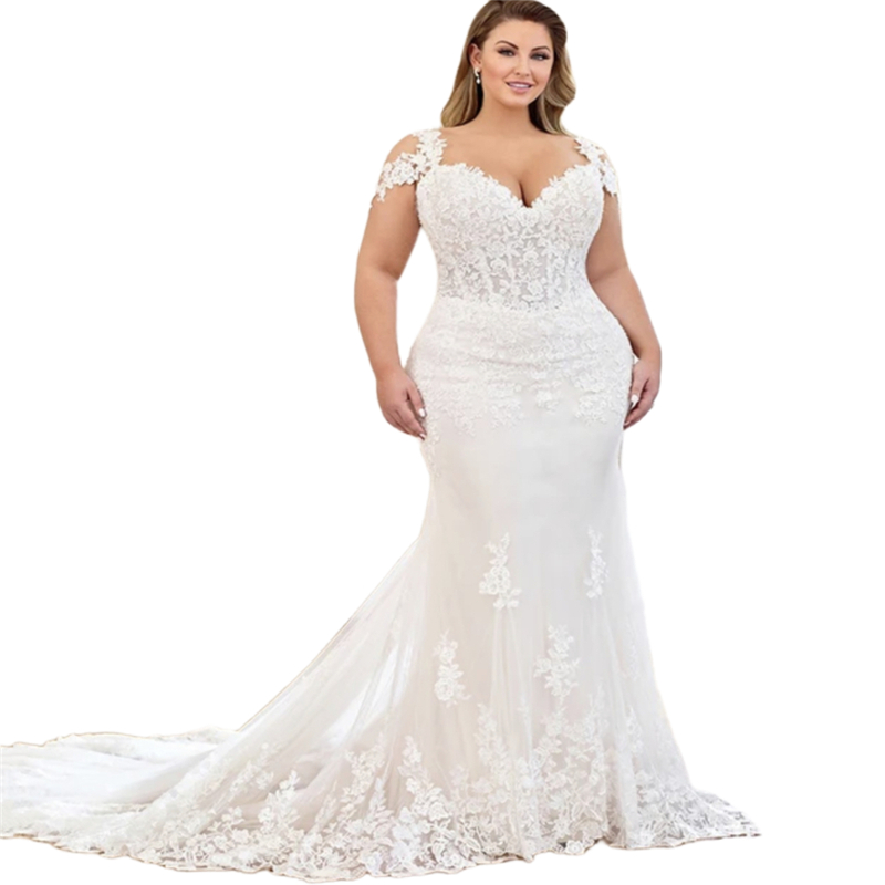 Bohemian Long Mermaid Wedding Dresses Lace Appliques Plus Size Ivory Corset Bridal Gowns Boho Beach Tulle Summer Vestido De Novia