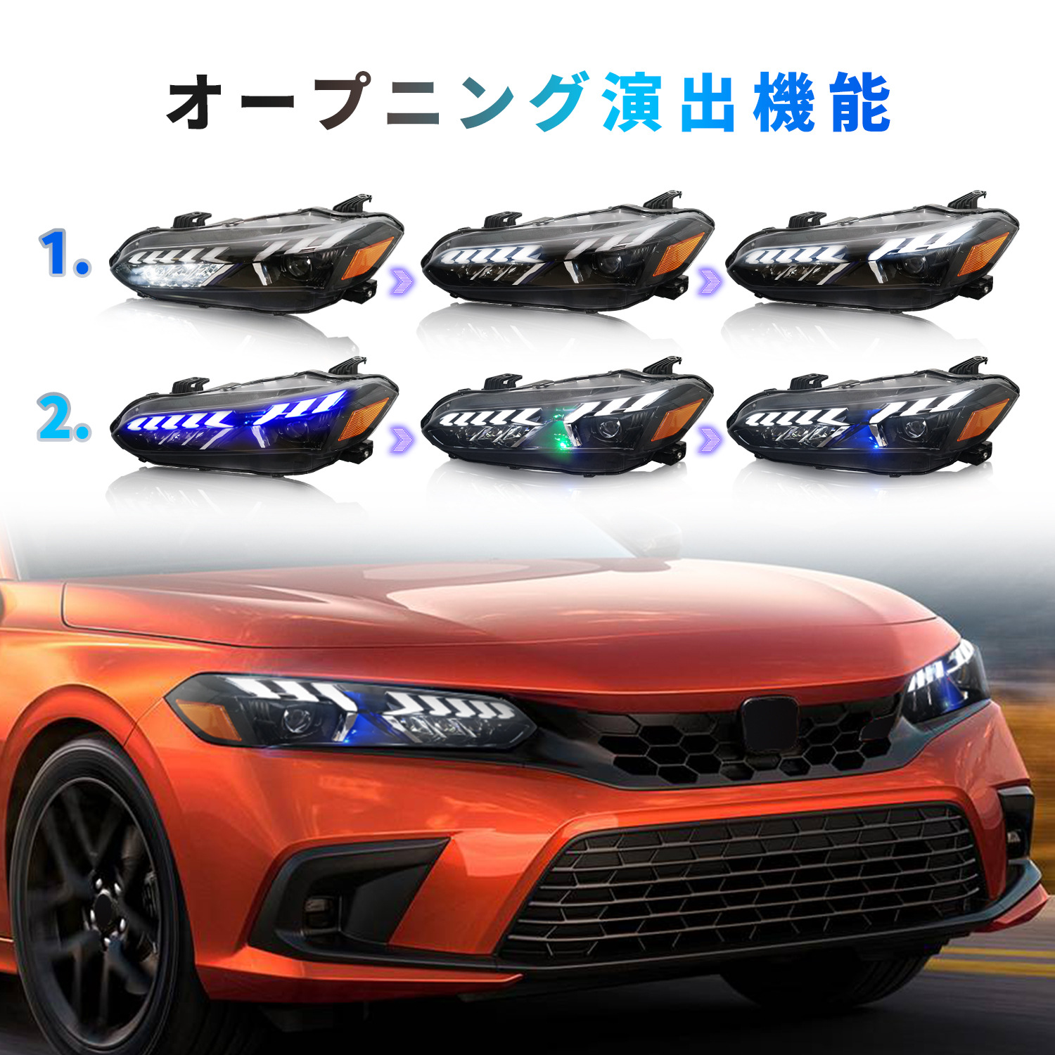 Car Styling Head Lamp For Honda LED Headlights CIVIC 11th 20 21-2023 Headlight DRL High Beam Turn Signal Lights