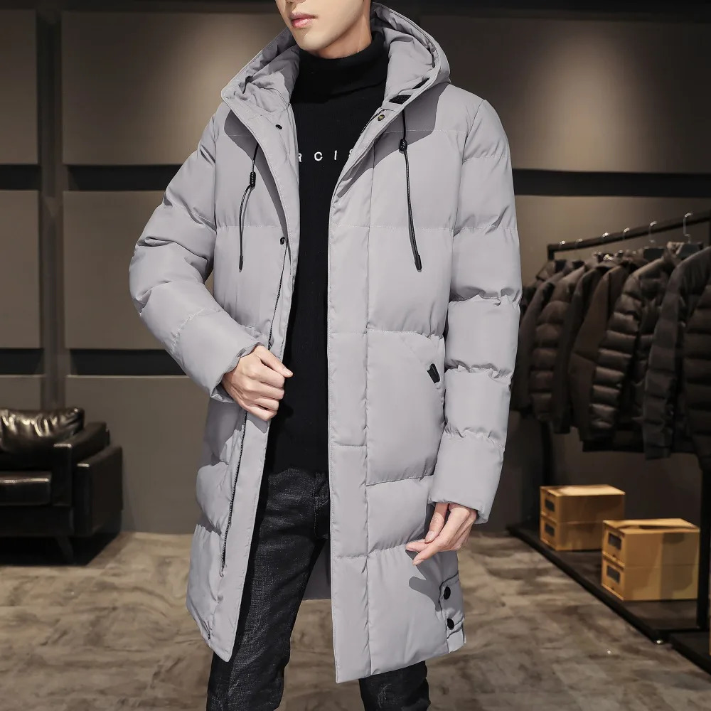 Men's Down Parkas Mid Long Puffer Jacket Men Autumn Winter Parka Jackets With Hood Cotton Pdded Warm Overcoats Streetwear Slim Fit 231102