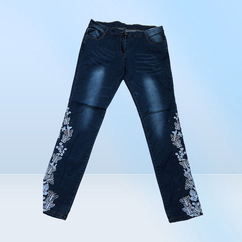 New Fashion Jeans For Women Butterfly Embroidery Pencil Pants Skinny Trousers Female Ladies Low Waist Fashion Summer Denim Pants