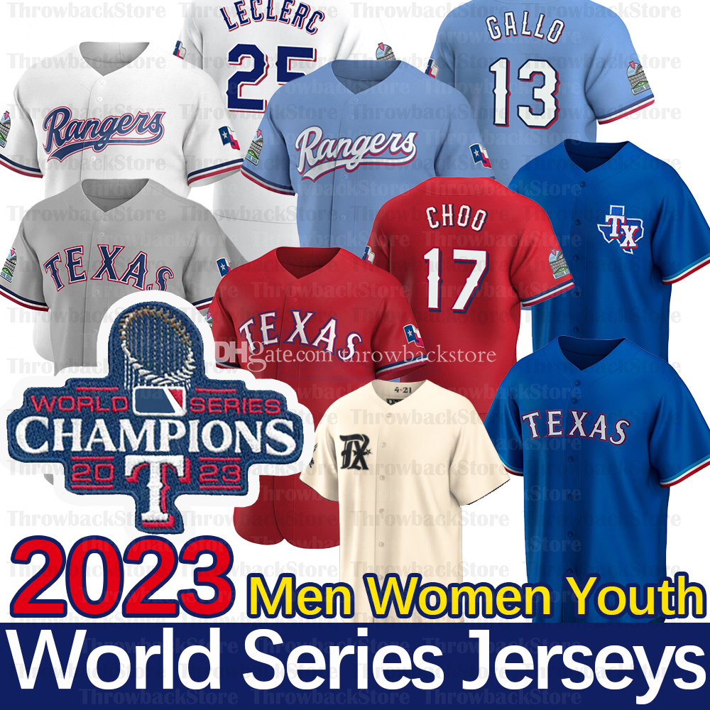 Texas Champions World Series Joey Gallo Jersey Shin-Soo Choo Corey Seager Jacob deGrom Adolis Garcia Nathan Eovaldi Marcus Semien Perez Ryan Ivan Rodriguez Jerseys