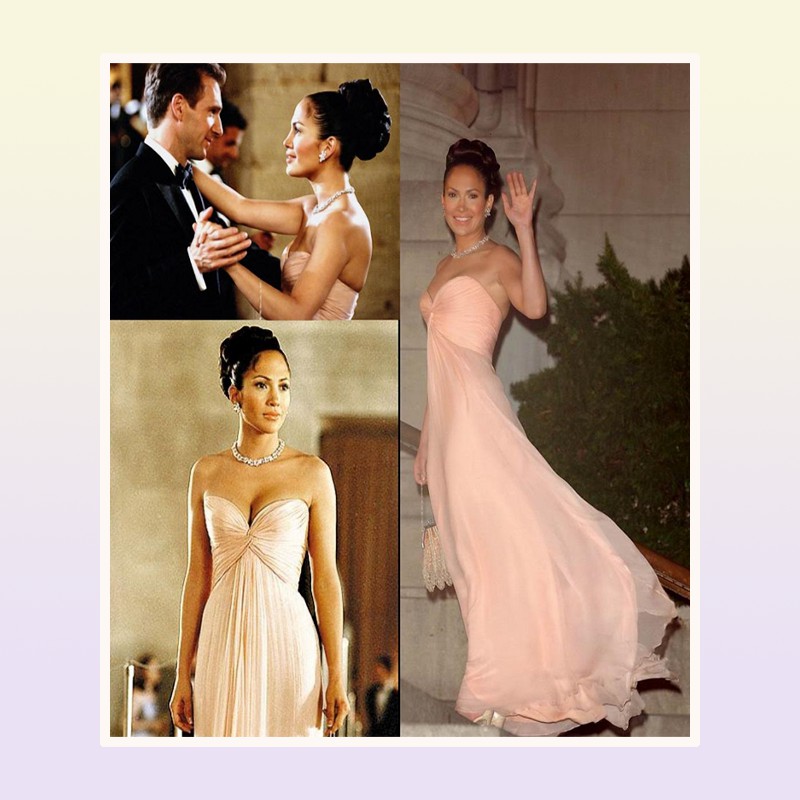 Jennifer Lopez Pink Evening Dress Long Formal Western Celebrity Wear Special Occasion Dress Prom Party Gown