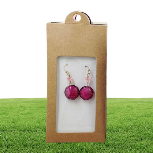 50PCS multi color paper jewelry package display hanger packing box with clear pvc window for necklace earring