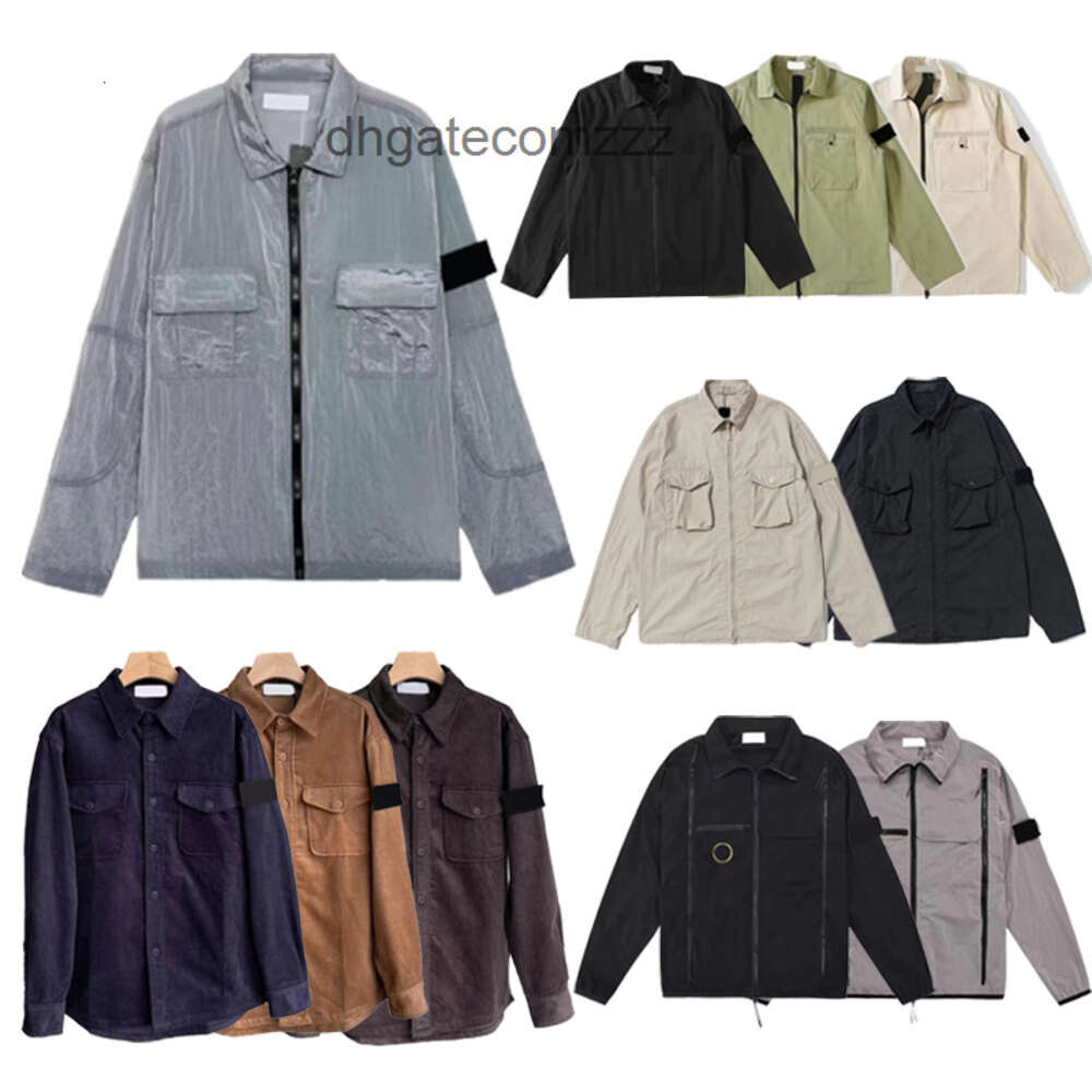 Designer Stone Jackets Badges Zipper Stones Island Outerwear Mesh Metal Nylon Overalls Shirt Jacket Oxford Breathable Portable High Street Clothing Waterproof fa