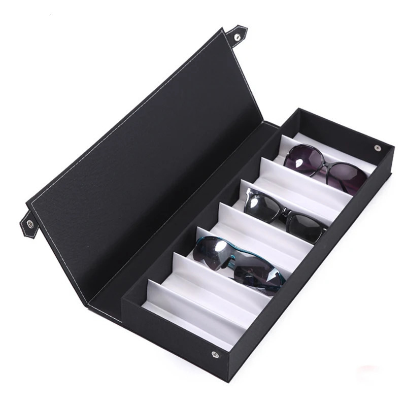 Sunglasses Cases High Quality Glasses Case 8 Slot Grids Eyeglass Sunglasses Glasses Storage Display Grid Stand Case Box Holder Glasses Organizer 23110