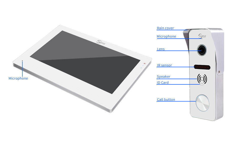Anjielosmart 7 Inch Wireless Wifi Smart Home Video Door kit Intercom System with 1080p Monitor Rainproof Doorbell Camera