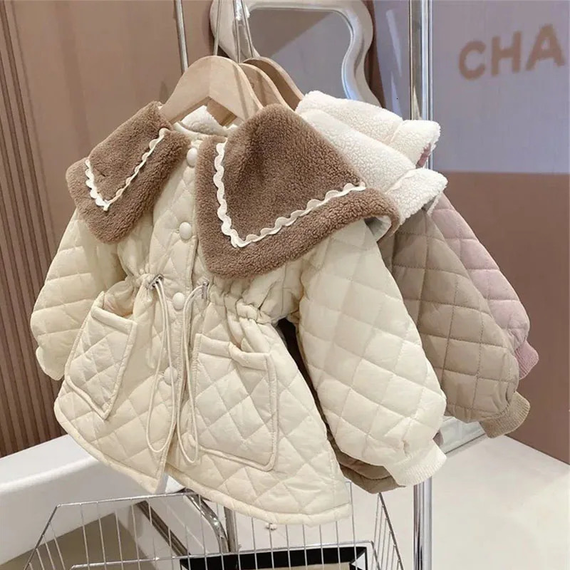 Coat Girls wool jacket winter childrens cotton coat thick insulation coat childrens solid park clothing for 28 years 231102