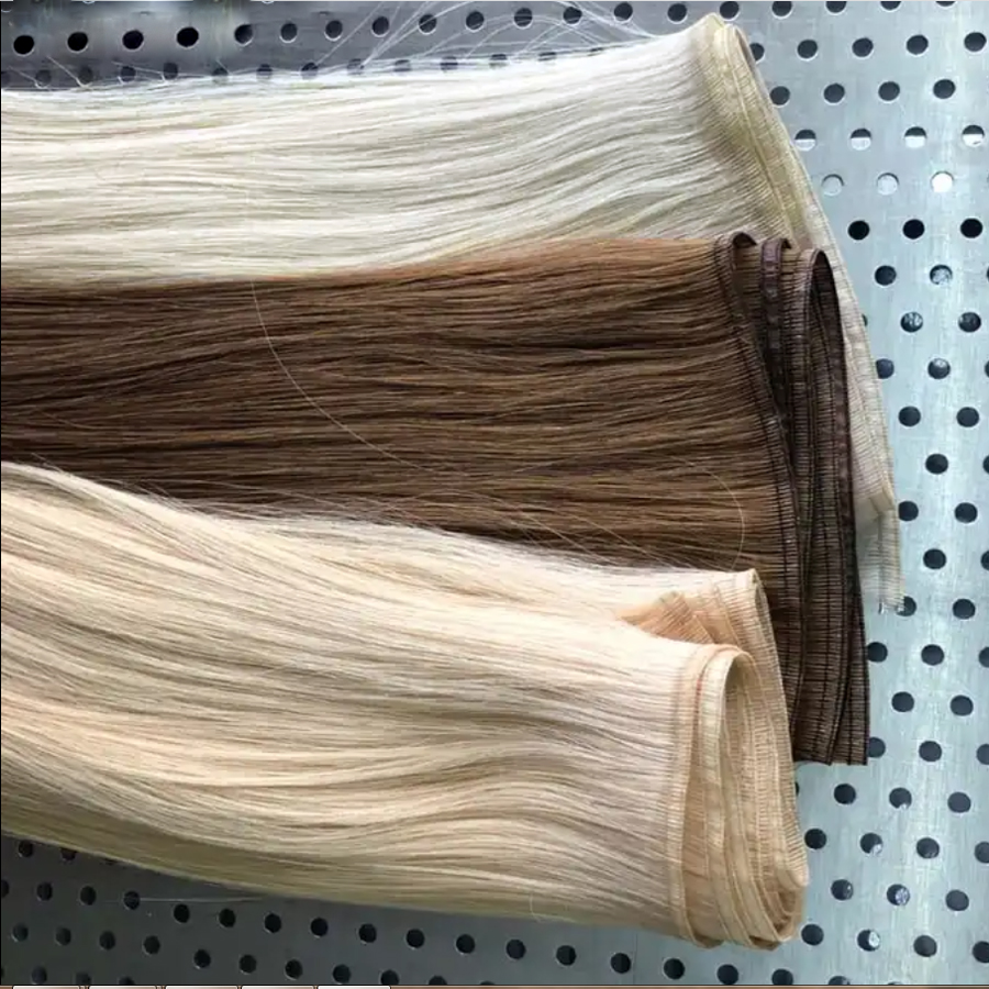 New Hair Extensions Remy Human Hair Weaves Flat Weft Silk Ribbon Hair Bundles Ultra Thin Weft Black Brown Blond 50g/piece 200g/lot Invisible Skin Pu W