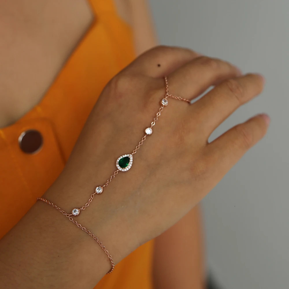 Wedding Jewelry Sets Wristlet slave bracelet cz tennis chain tear drop cubic zirconia rose gold color fashion gorgeou trendy elegance jewelry 231101