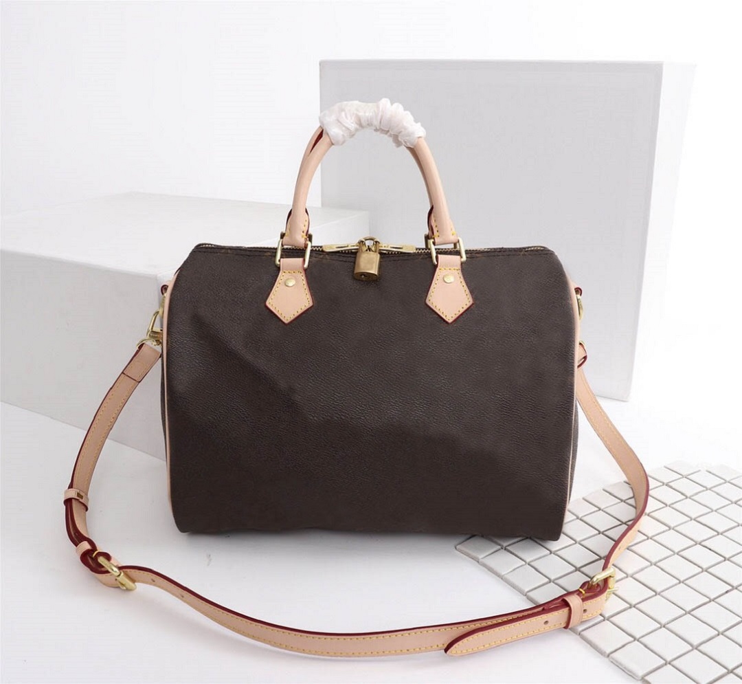 Classic Traveler speedy Bag 25 30 35 CM Fashion Women ShoulderBag Mono Pillow Totes Handbags Crossbody With Key Lock Shoulder Strap with dust bag