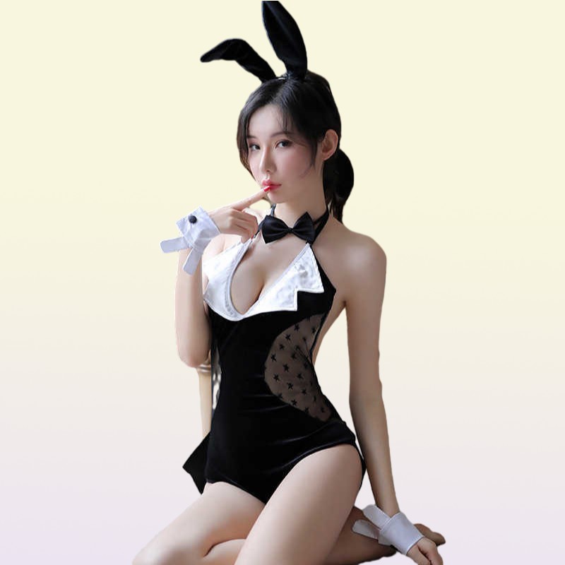 Erotic Sexy Cosplay Lingerie Anime Roleplay Costume for Women Girls Cute Kawaii Bunny Girl Suit Naughty Velvet Stripper Outfit Y097439540