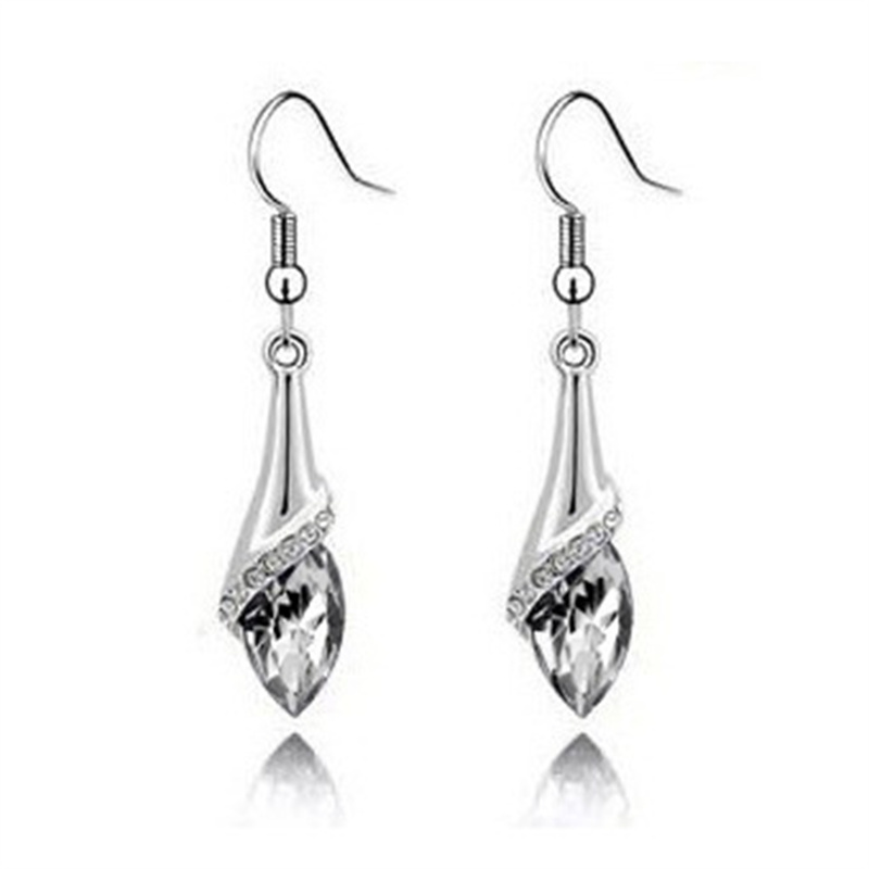 Drop Earrings Womens Water Drops Natural Crystal Platinum Earrings Female Classic Sparkling Holiday Gift Jewelry
