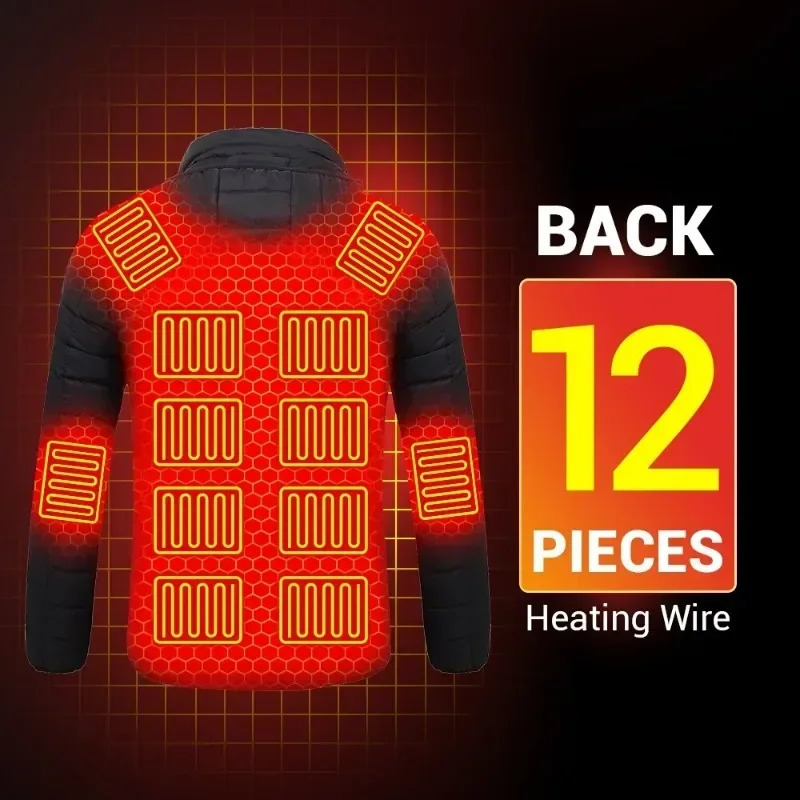 Men's Vests Men Heated Jackets Outdoor Coat USB Electric Battery Long Sleeves Heating Hooded Jackets Warm Winter Thermal Clothing 231102 - view 6