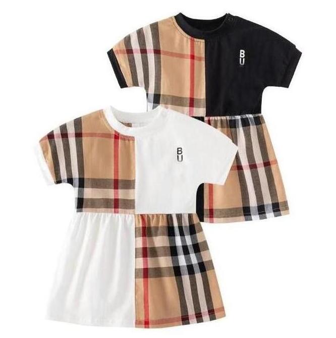 Cute Baby Girls Princess Dresses Summer Newborn Plaid Dress Toddler Short Sleeve Dress Infant Skirts Children Clothes 3-24 Months