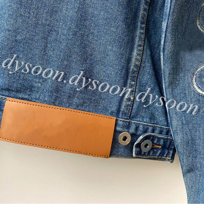 Women Denim Jacket Size S-XL Elbow Hollow Fabric Embroidery Coats 22103 With Dust Bag