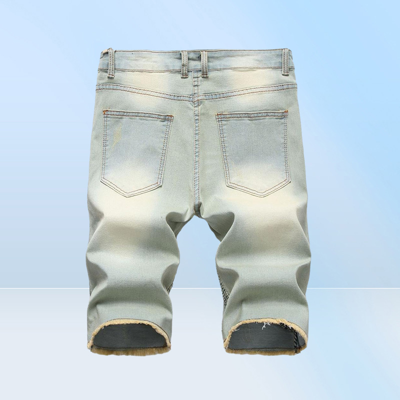 Summer Denim Shorts Men Stretch Slim Fit Short Jeans Mens Designer Cotton Casual Distressed Shorts Knee Length Denim Short 2901675