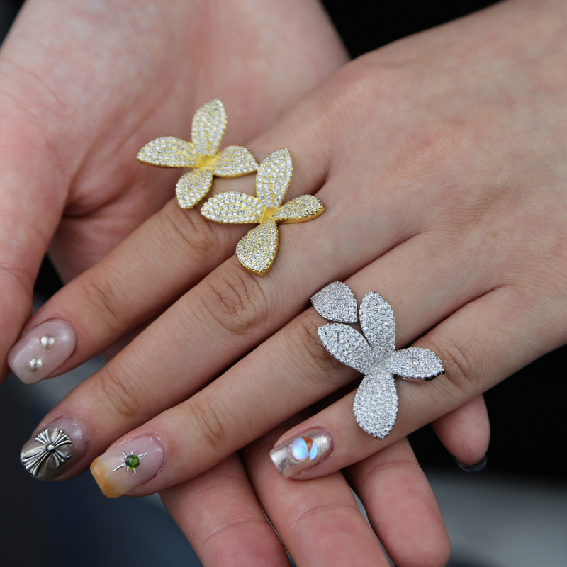 Micro Pave 5A Cubic Zirconia wer Adjustable Open Ring for Women, 2024 Fashion Jewelry