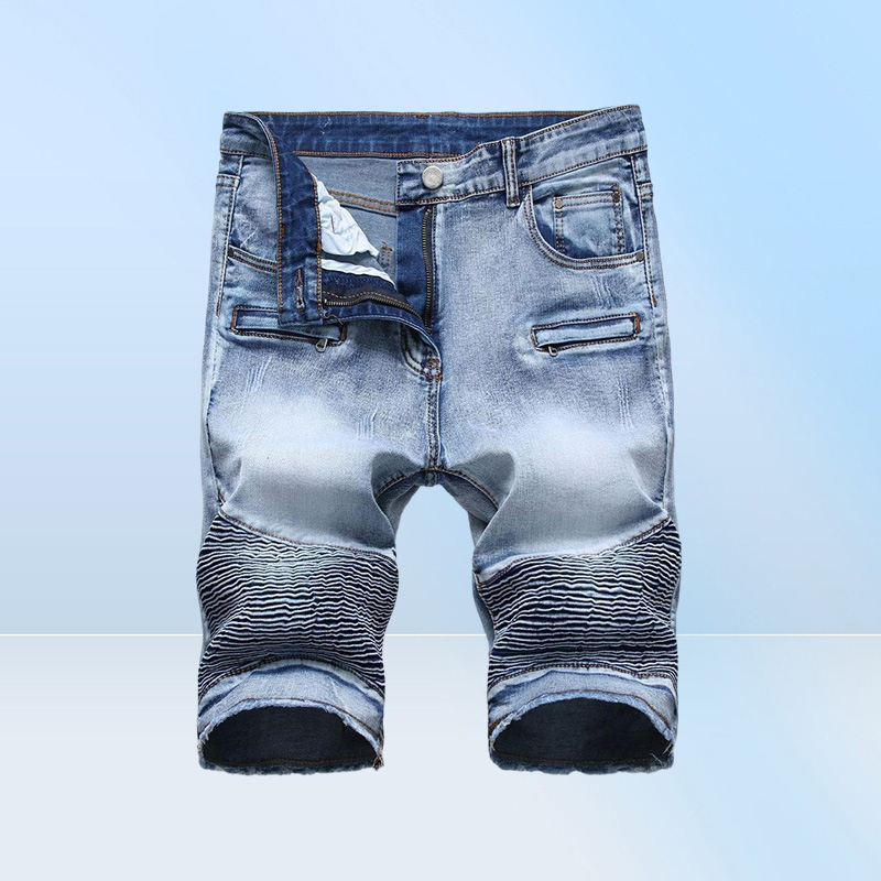 Summer Denim Shorts Men Stretch Slim Fit Short Jeans Mens Designer Cotton Casual Distressed Shorts Knee Length Denim Short 2901675