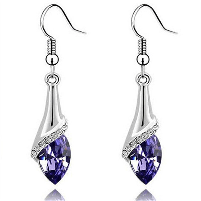 Drop Earrings Womens Water Drops Natural Crystal Platinum Earrings Female Classic Sparkling Holiday Gift Jewelry
