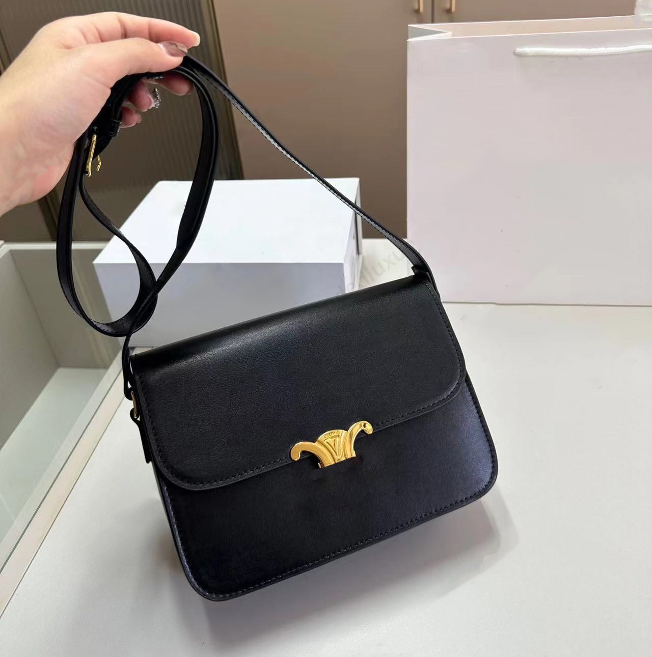 Classics Designer Bags Triomphe Women's Crossbody Bag Teen Genuine Leather Fashion Shoulder Purse Luxury Wallet Ladies Underarm Bag Vintage Handbags Top Quality
