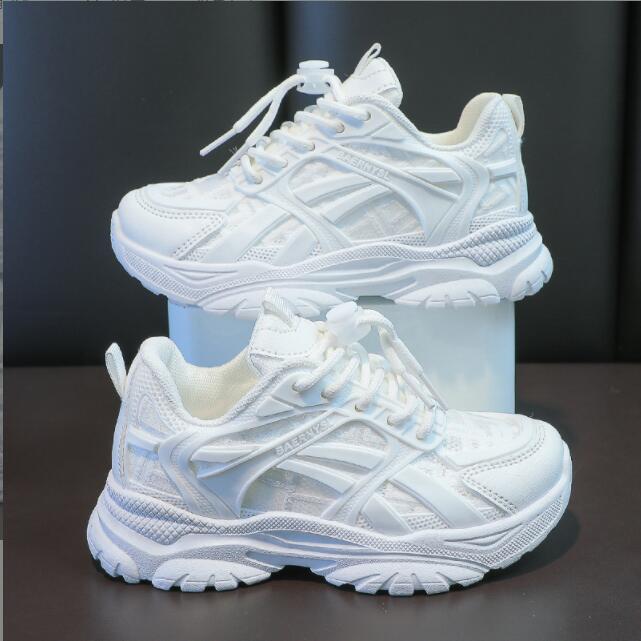 Children Casual Shoes Kids Sneakers for Boys and Girls Solid White Shoes Mesh Breathable Running Sports Tenis Chunky Sneakers