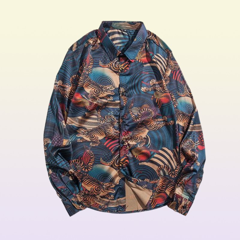 Gauges Animal Printed Dress Shirts Men Slim Fit Camisa Social Masculina Long Sleeve Shirt Fashion Mens Clothes Mauchley