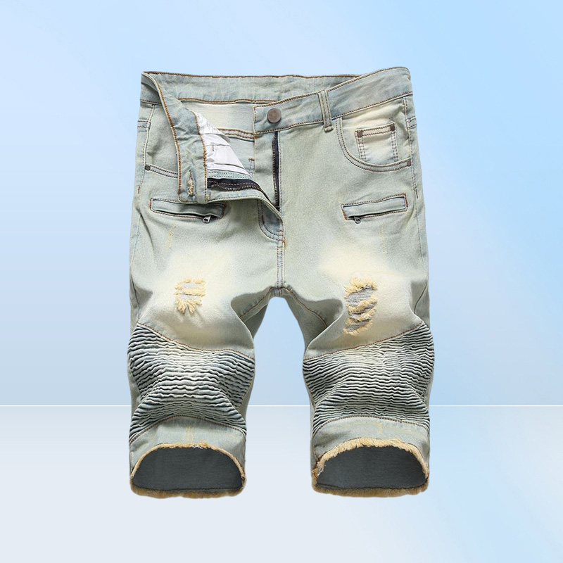 Summer Denim Shorts Men Stretch Slim Fit Short Jeans Mens Designer Cotton Casual Distressed Shorts Knee Length Denim Short 2901675