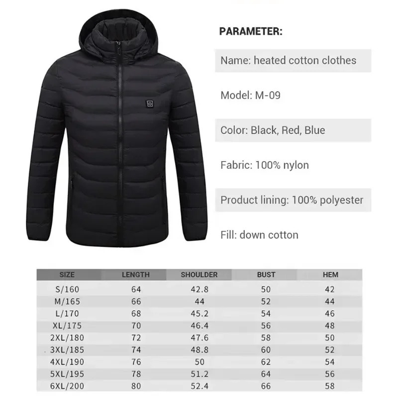 Men's Vests Men Heated Jackets Outdoor Coat USB Electric Battery Long Sleeves Heating Hooded Jackets Warm Winter Thermal Clothing 231102 - view 7