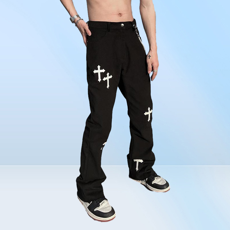 Men039s Jeans Y2k Emo Mens Black Harajuku Streetwear Alt Straight Fairy Grunge Wide Leg Pants Denim Trousers High Waist Oversiz