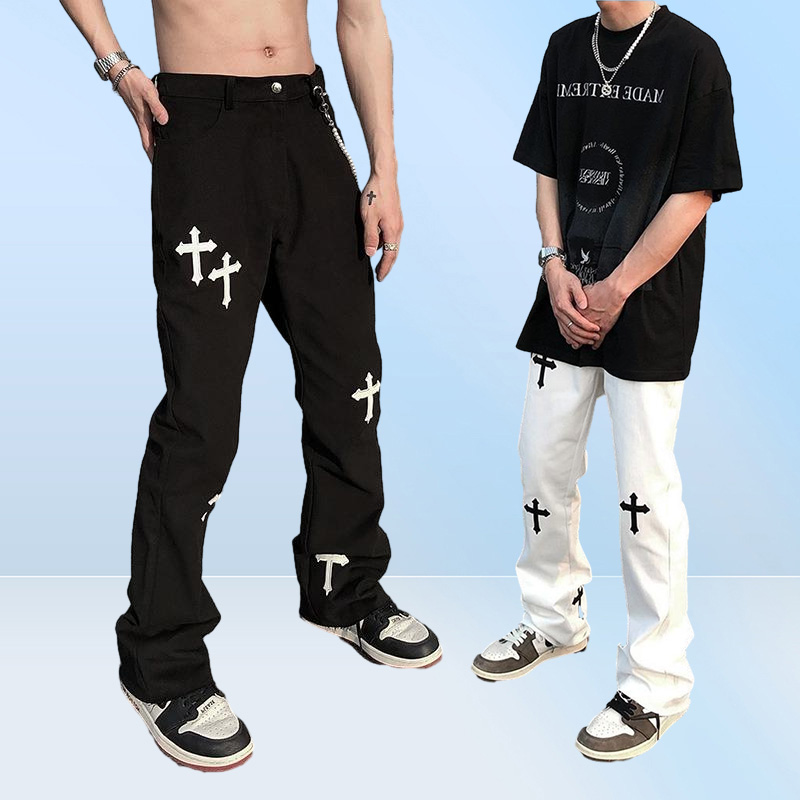 Men039s Jeans Y2k Emo Mens Black Harajuku Streetwear Alt Straight Fairy Grunge Wide Leg Pants Denim Trousers High Waist Oversiz